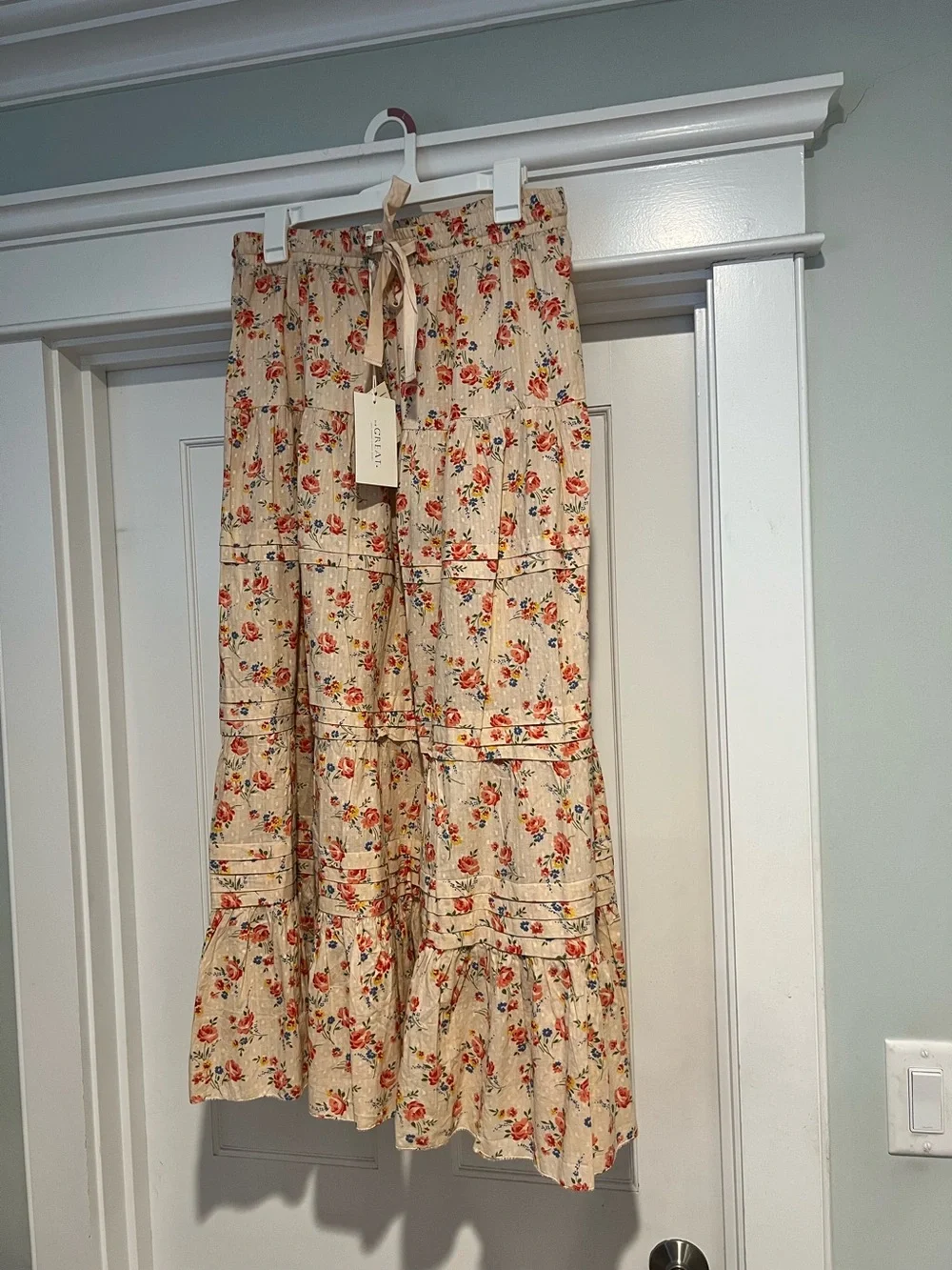 THE GREAT. THE PASTORAL SKIRT - PINK ROSE PRINT Sz 3 NWT